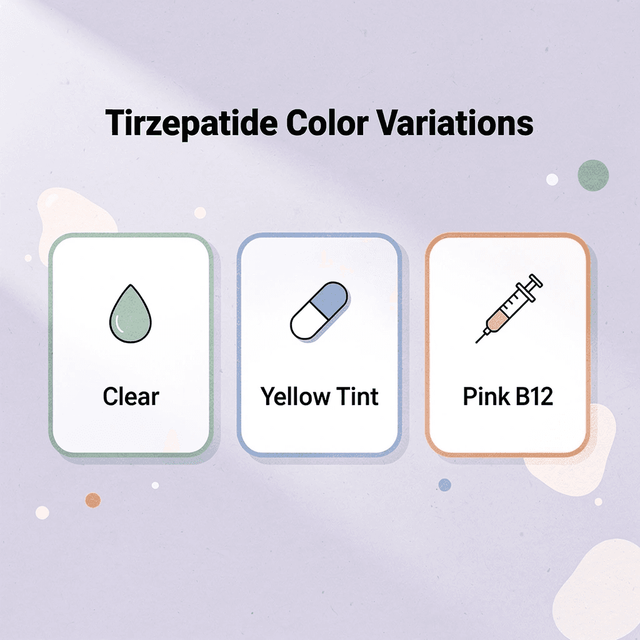 Infographic showing different tirzepatide color variations