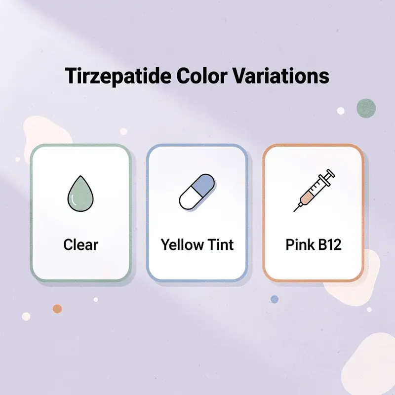 Infographic showing different tirzepatide color variations