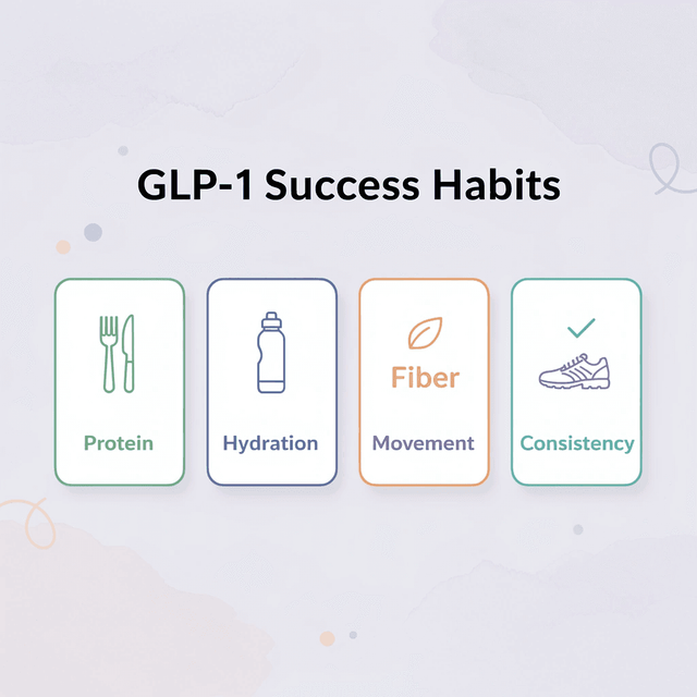 Infographic showing five key habits for GLP-1 success