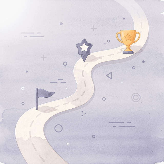 Winding path with milestones representing a structured weight loss journey