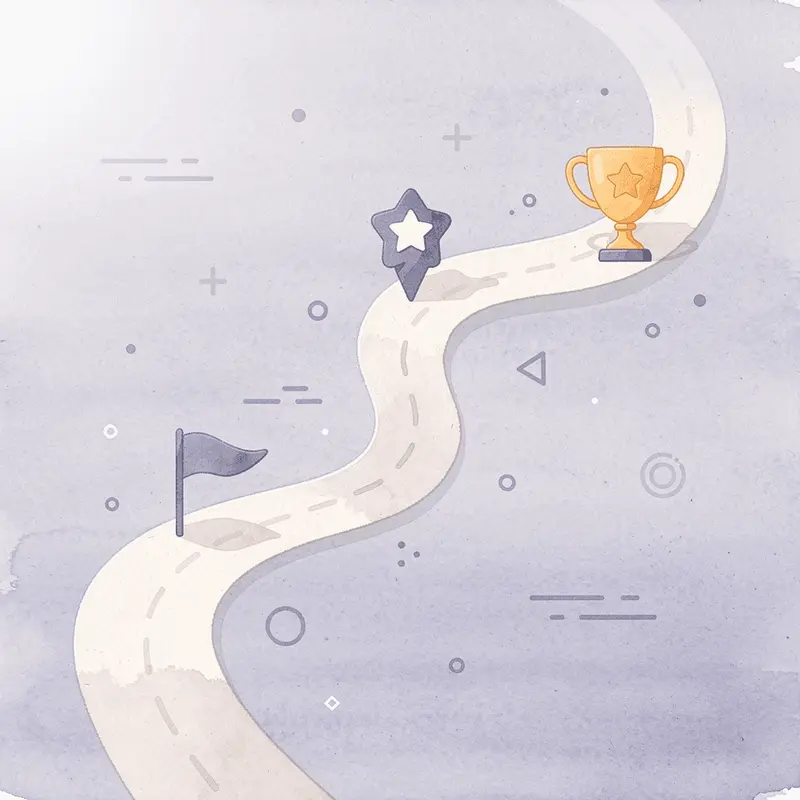 Winding path with milestones representing a structured weight loss journey