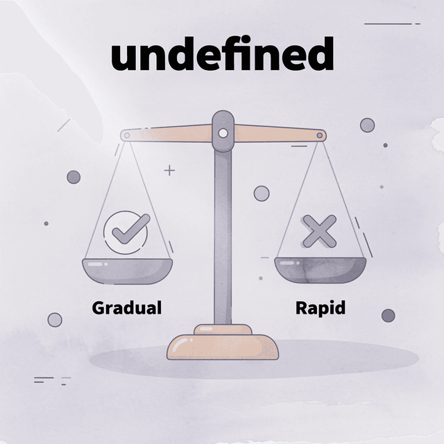 Balance scale comparing gradual versus rapid dose increases