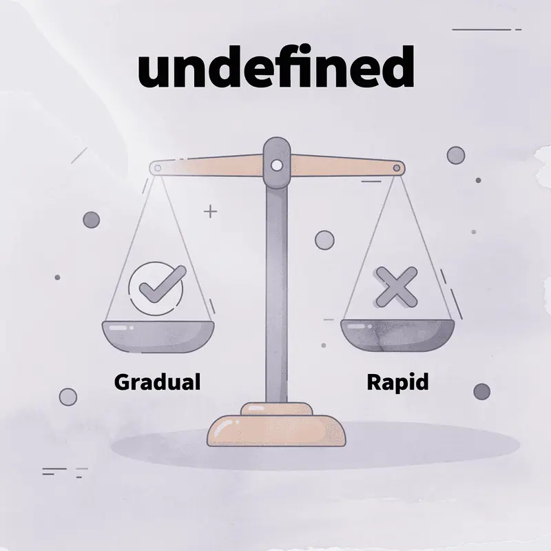 Balance scale comparing gradual versus rapid dose increases