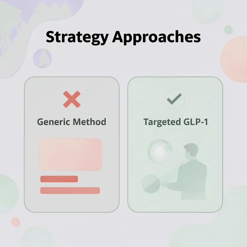Before and after comparison of generic versus targeted GLP-1 strategies