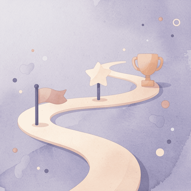 Winding path with milestone markers representing weight loss journey