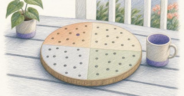 Round zoned board with scattered rotation dots and one repeated zone