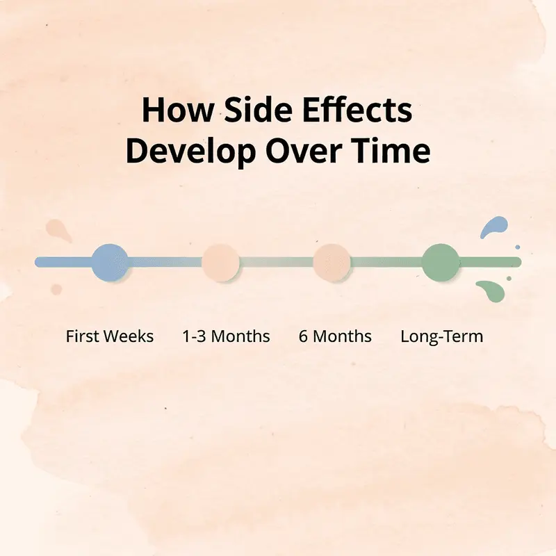 Timeline showing how GLP-1 side effects develop over months