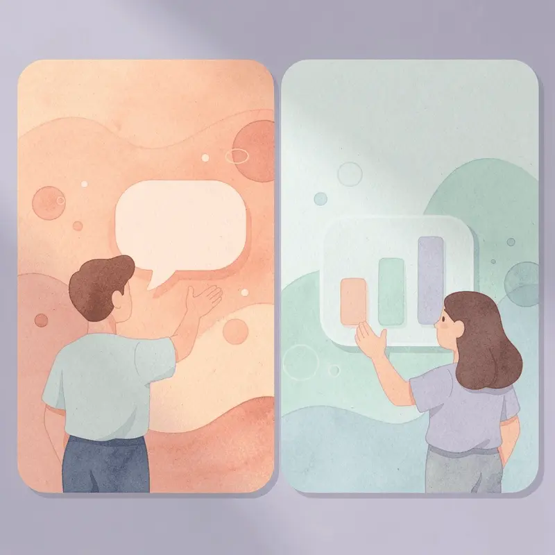 Split scene illustrating the mismatch between traditional calorie-counting app habits and GLP-1 user habits