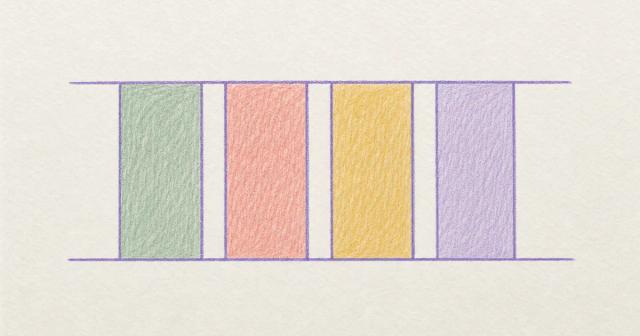 Four equal-height bars all meeting one level reference line