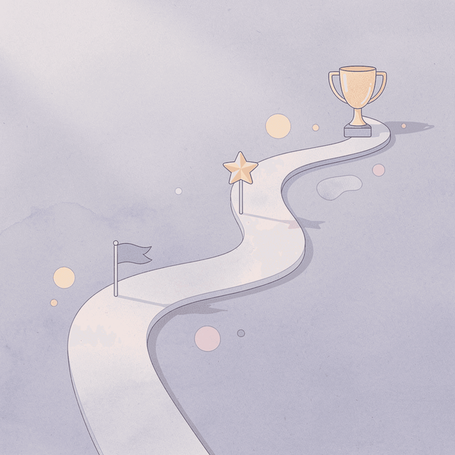 Winding path with milestones representing GLP-1 treatment journey