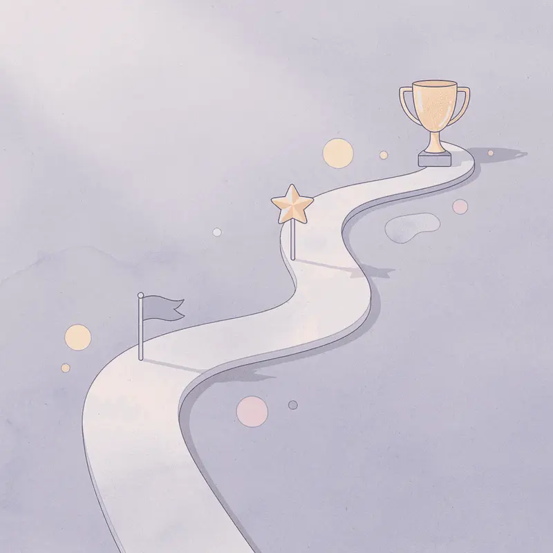 Winding path with milestones representing GLP-1 treatment journey