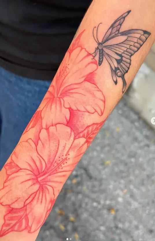 Color Floral Butterfly Tattoo at New Wave Body Art Studio