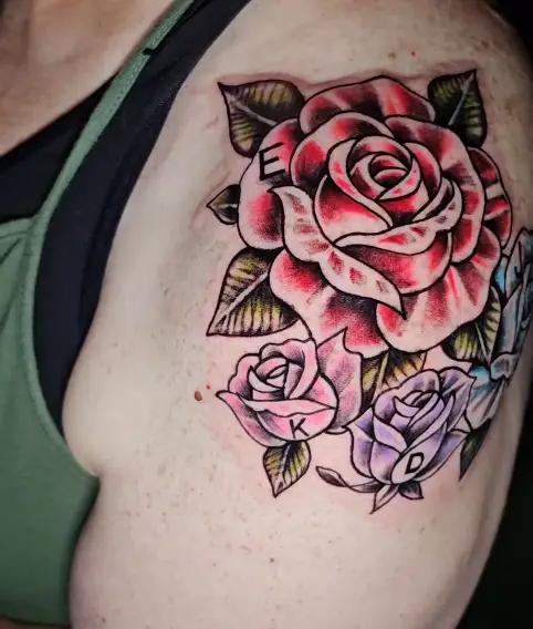 Custom Rose Floral Tattoo at New Wave Body Art Studio