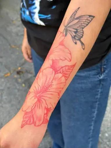 Color Floral Forearm Tattoo at New Wave Body Art Studio