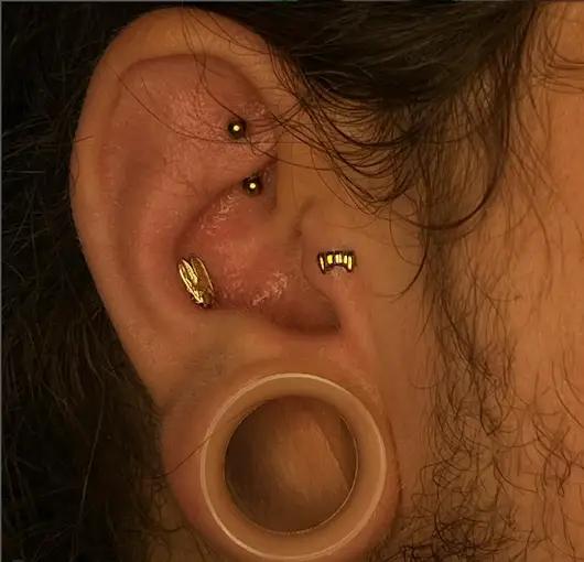 Curated Ear Piercing Gold at New Wave Body Art Studio
