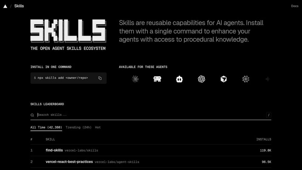 Screenshot of skills.sh
