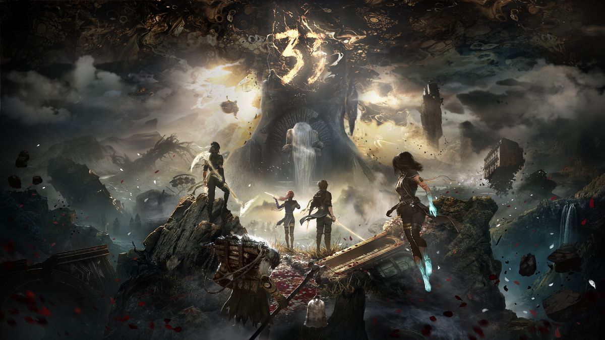 Clair Obscur: Expedition 33 key art showing the expedition facing the Paintress