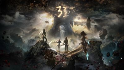 Clair Obscur: Expedition 33 key art showing the expedition facing the Paintress