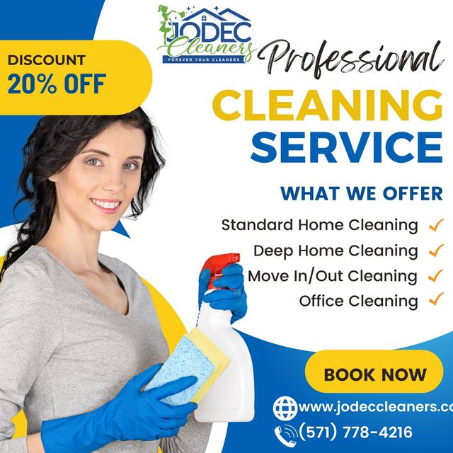 A Jodec Cleaners professional with gloves and cleaning spray, ready for a one-time house clean