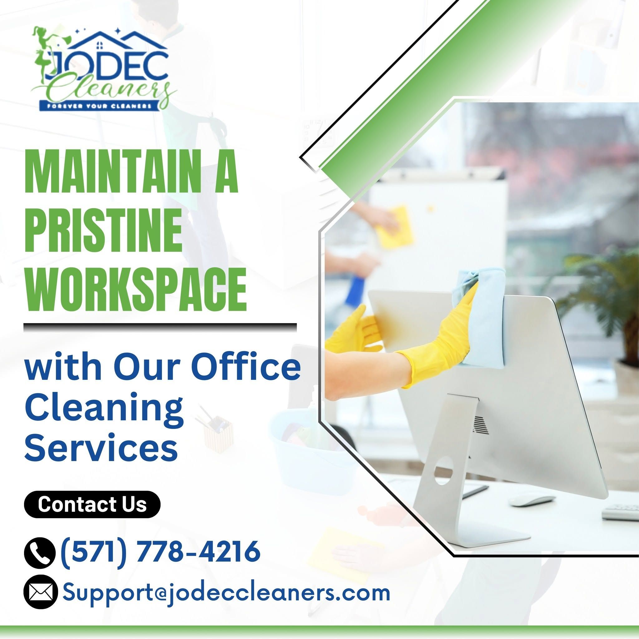A pristine commercial workspace in Northern Virginia maintained by Jodec Cleaners