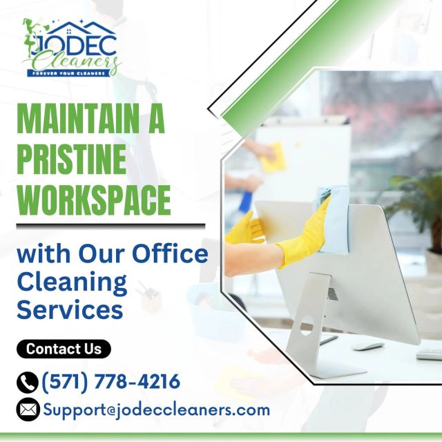 A pristine commercial workspace in Northern Virginia maintained by Jodec Cleaners