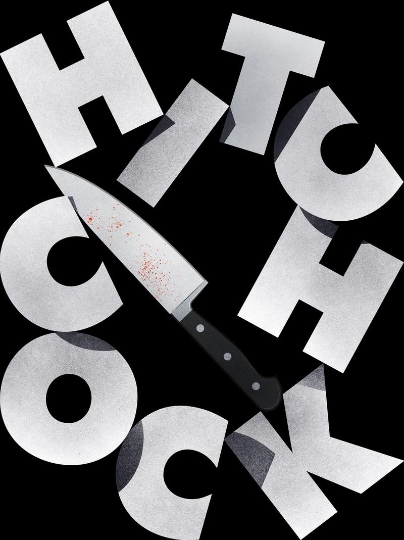 Typo Hitch Cock Artwork with a knife. 