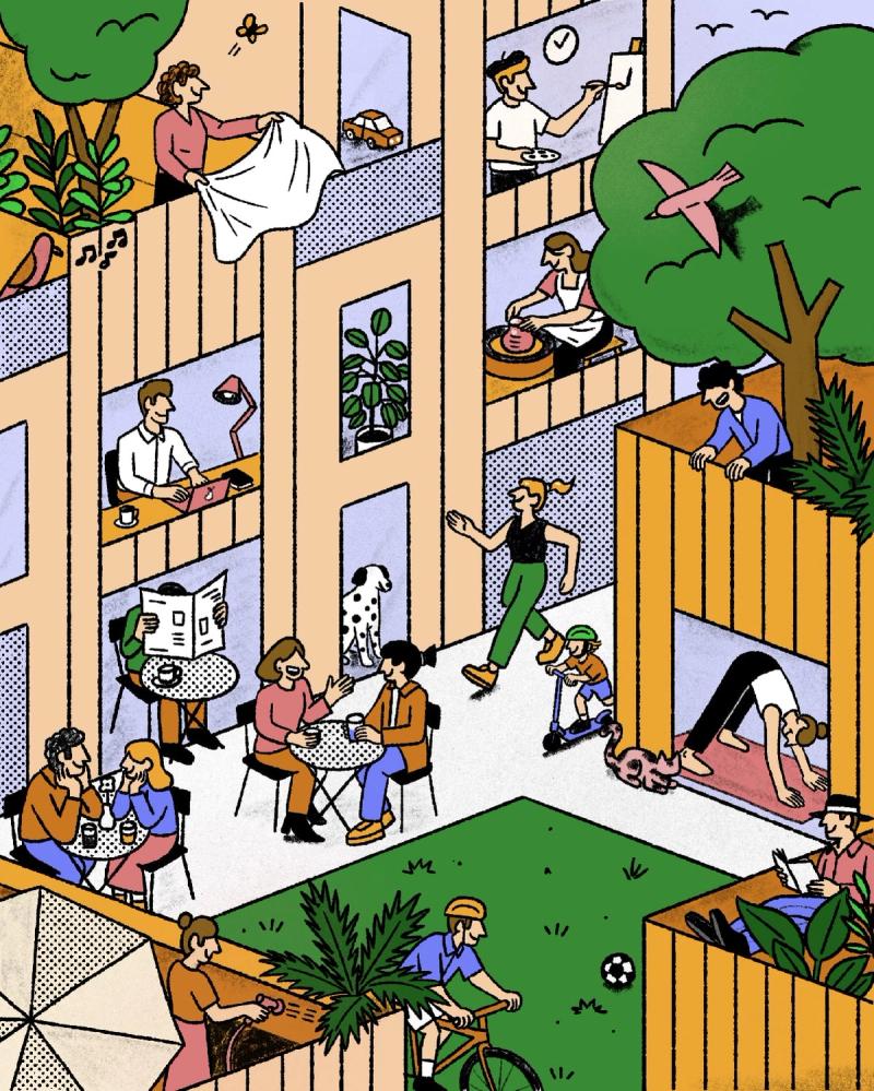 A society in the new residential quarter.