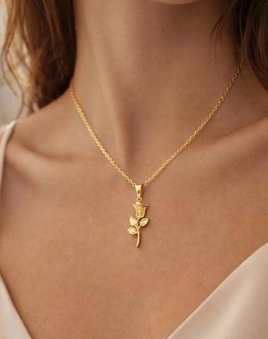 Gold Floral Rose Pendant