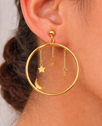 Celestial Moon & Stars Hoop Earrings