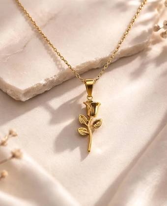 Gold Floral Rose Pendant