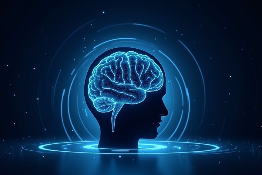 Beyin omurilik sıvısı ve merkezi sinir sistemini temsil eden beyin anatomisi konsept görseli