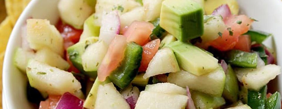 Apple avocado salsa with honey-lime dressing
