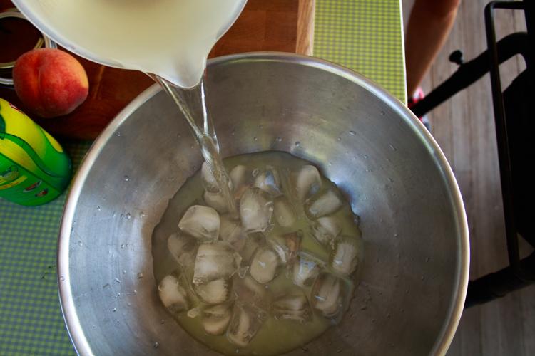 Ice bath with lemon juice