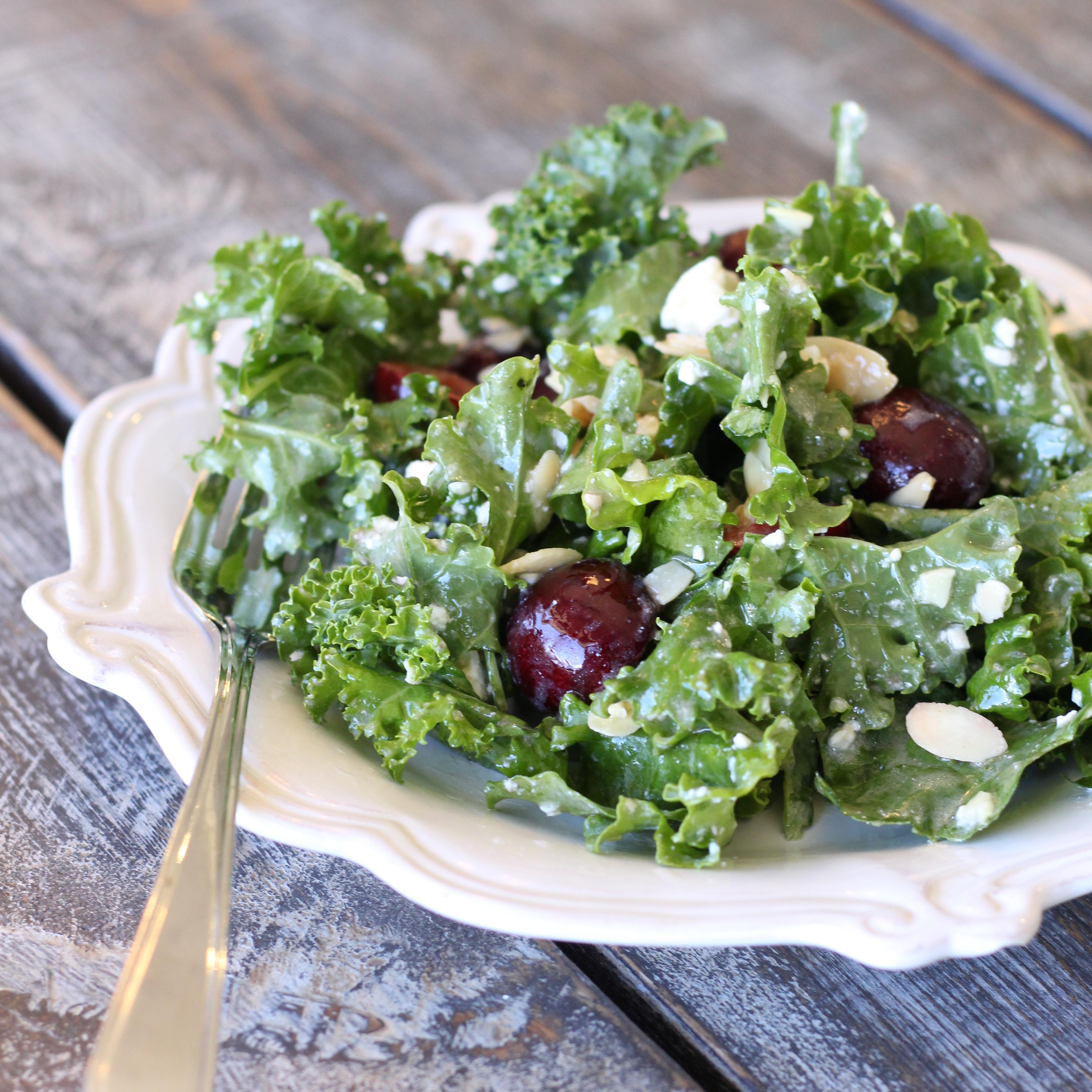 Cherry Kale Salad with Honey Lime Vinaigrette