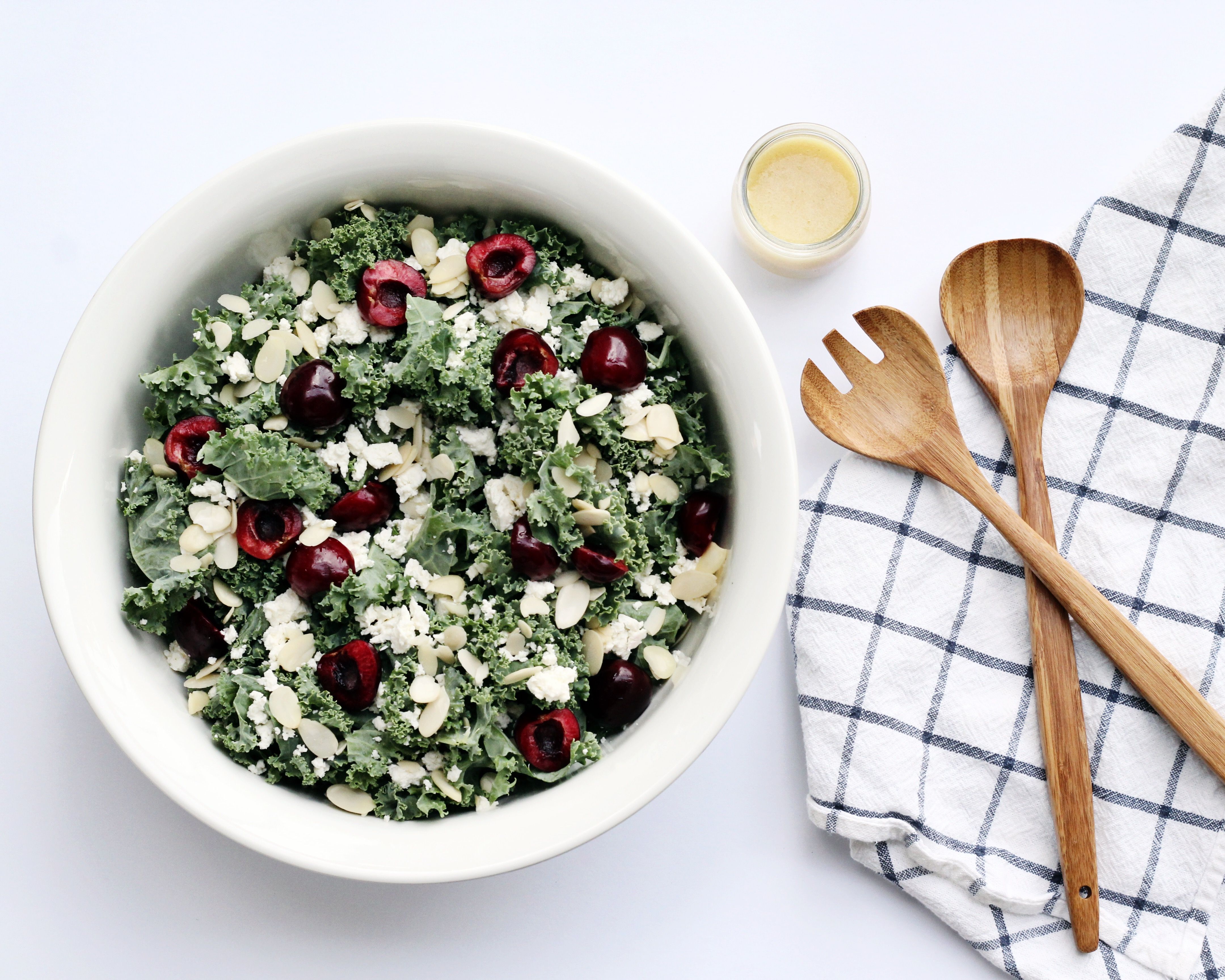 Cherry Kale Salad with Honey Lime Vinaigrette