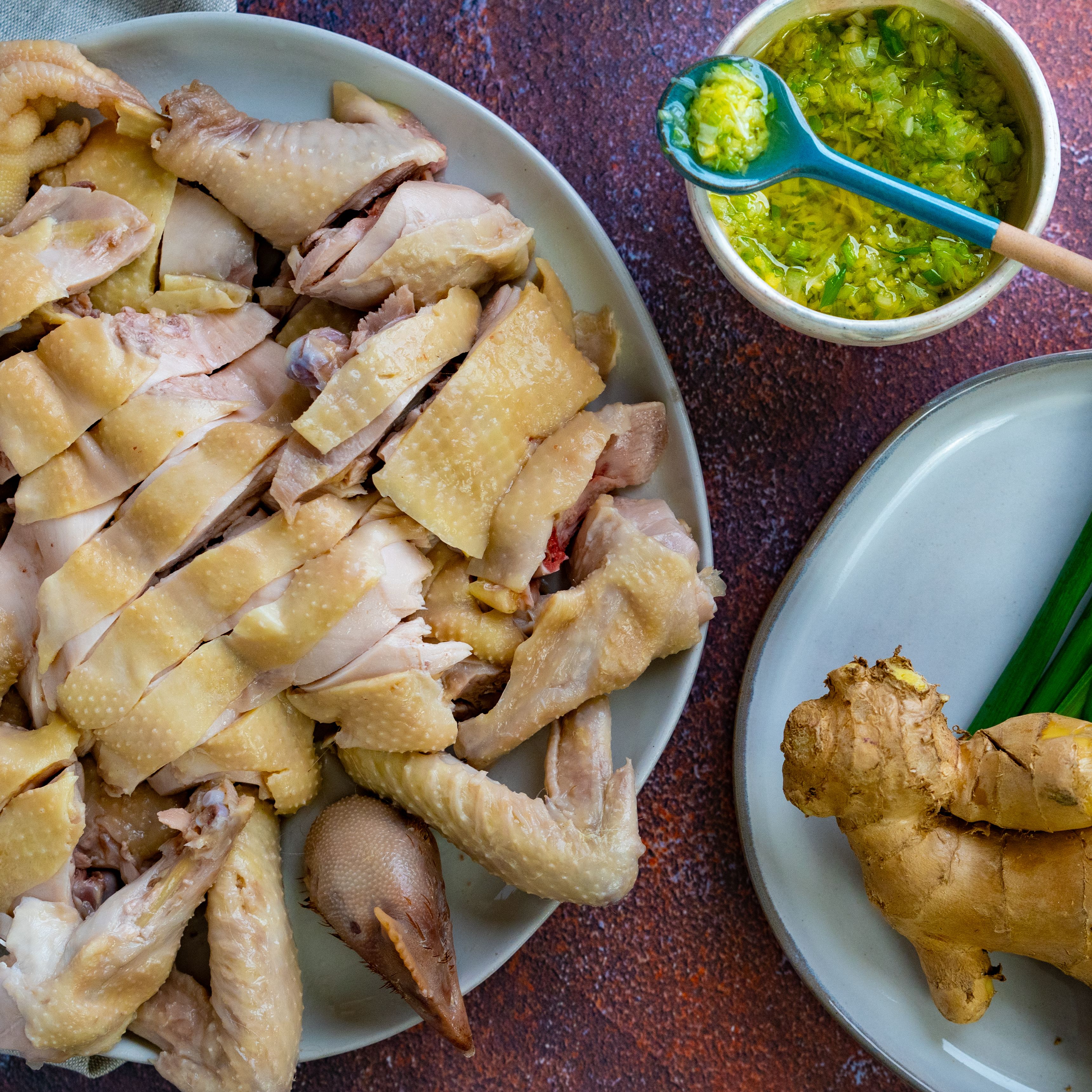 White Cut Chicken with Ginger Scallion Sauce (白切鸡姜葱酱) image