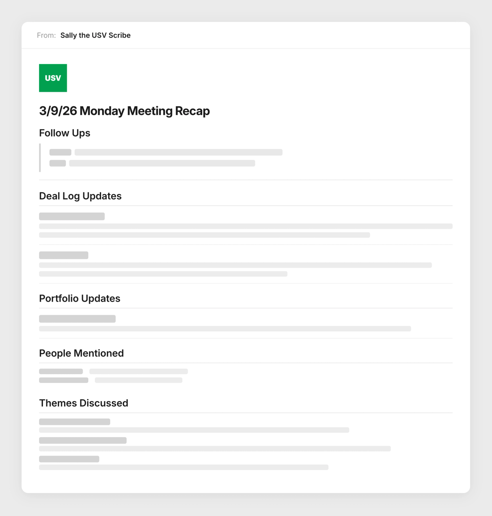 What our meeting recap email looks like