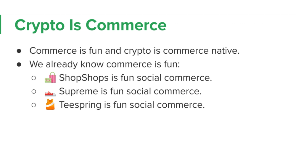 Crypto, Social? · recovered 19-slide presentation, slide 9 of 19: Crypto Is Commerce