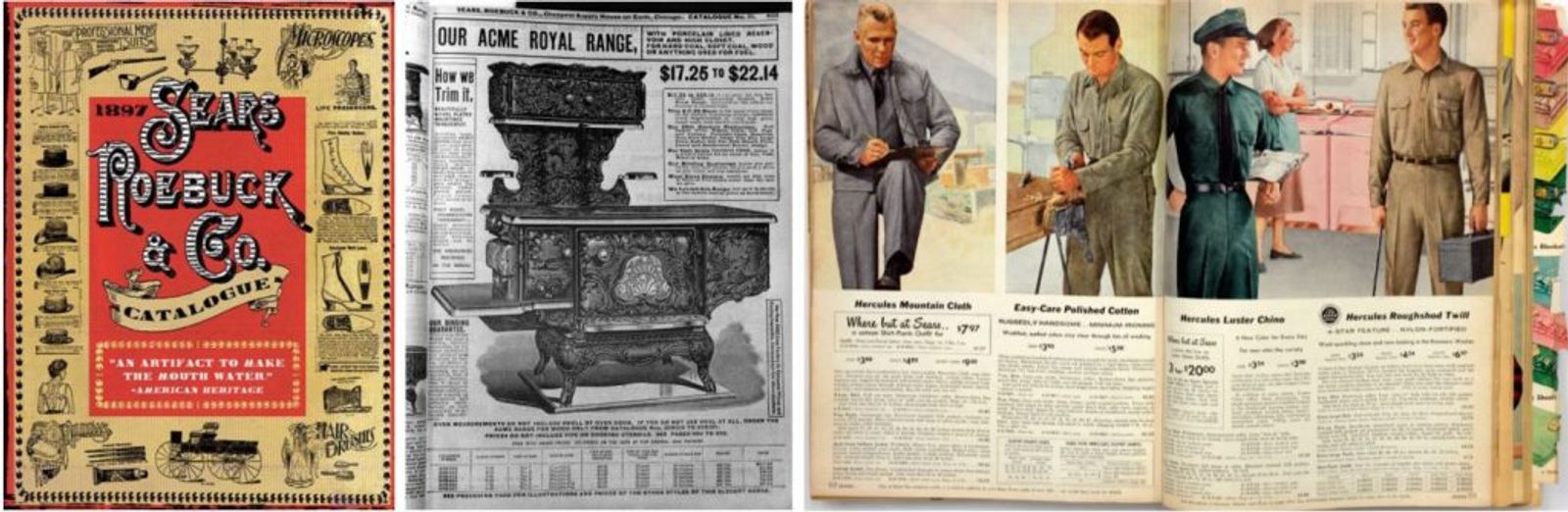Sears, Roebuck, and Co. catalogue in 1897, 1902, and 1957