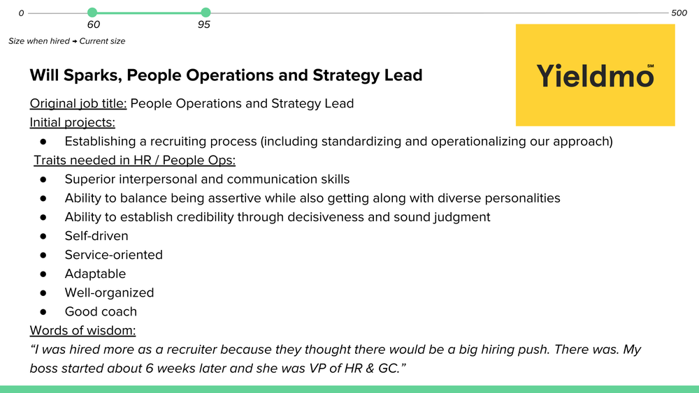 How to Hire for HR · recovered 19-slide presentation, slide 12 of 19: Will Sparks