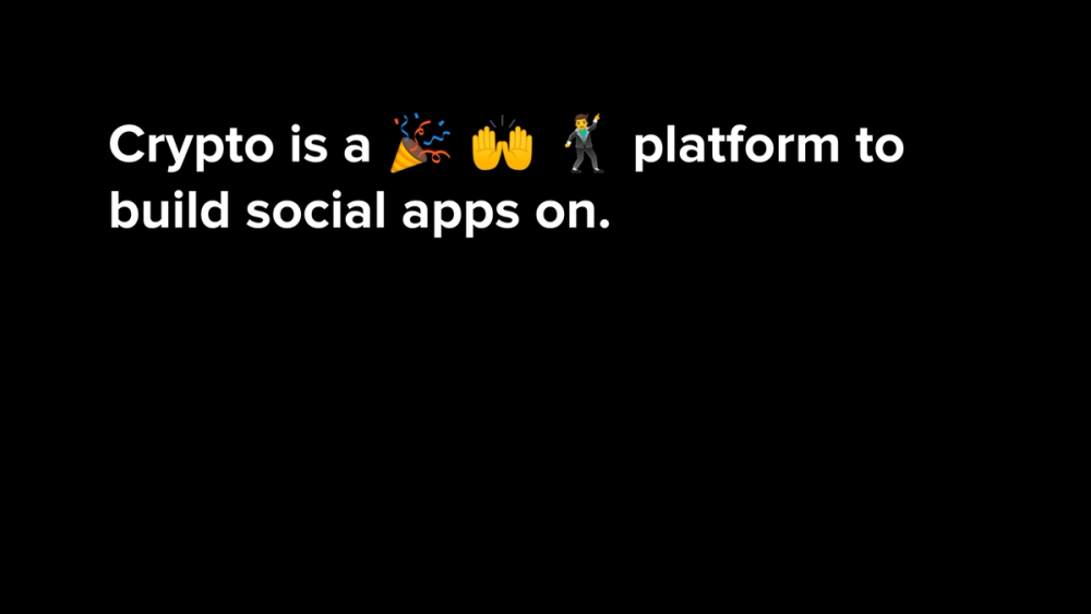 Crypto, Social? · recovered 19-slide presentation, slide 5 of 19: Crypto is a platform to build social apps on