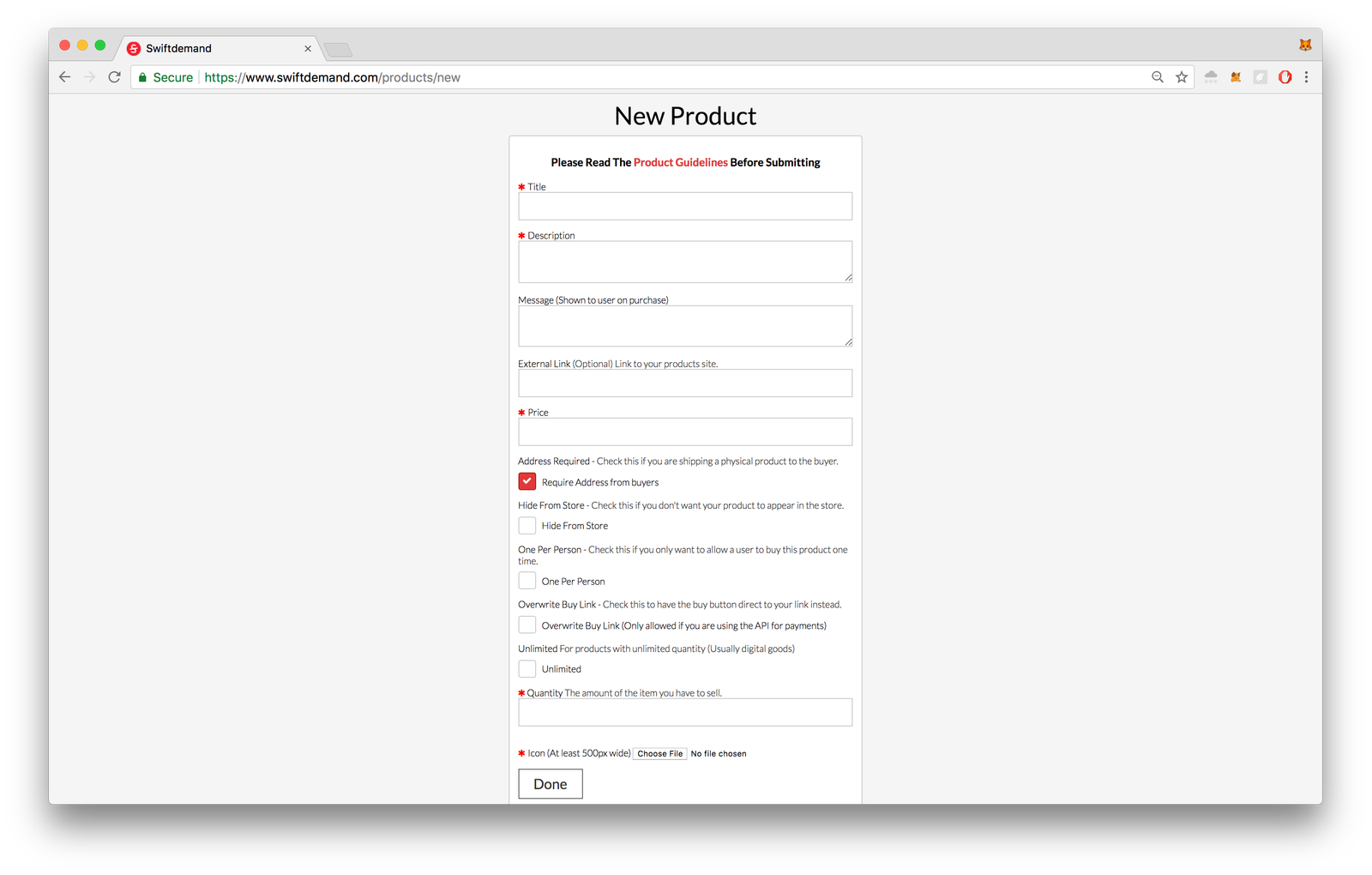 swiftdemand submitproduct
