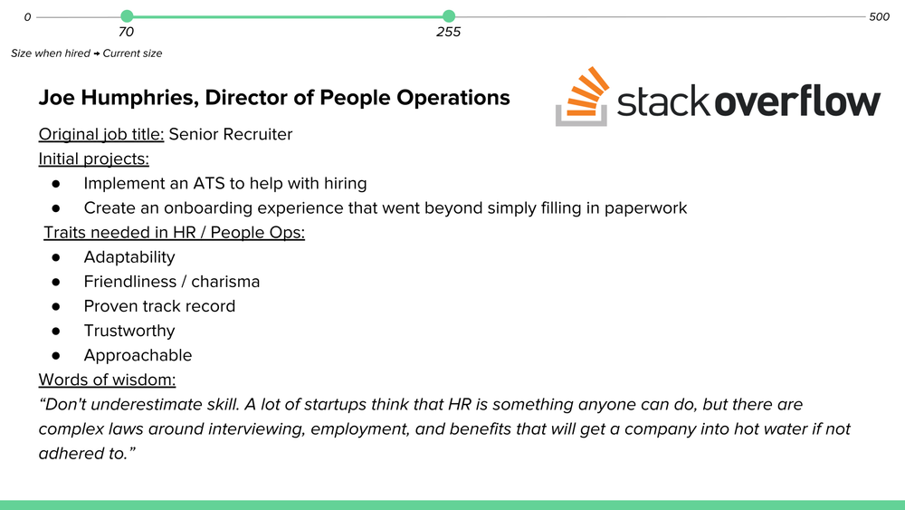 How to Hire for HR · recovered 19-slide presentation, slide 14 of 19: Joe Humphries