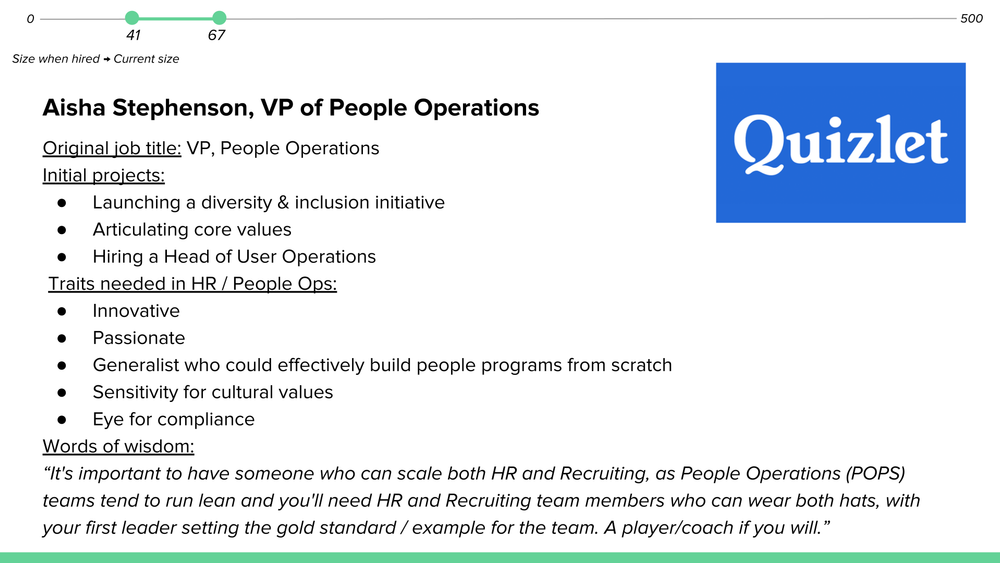 How to Hire for HR · recovered 19-slide presentation, slide 10 of 19: Aisha Stephenson