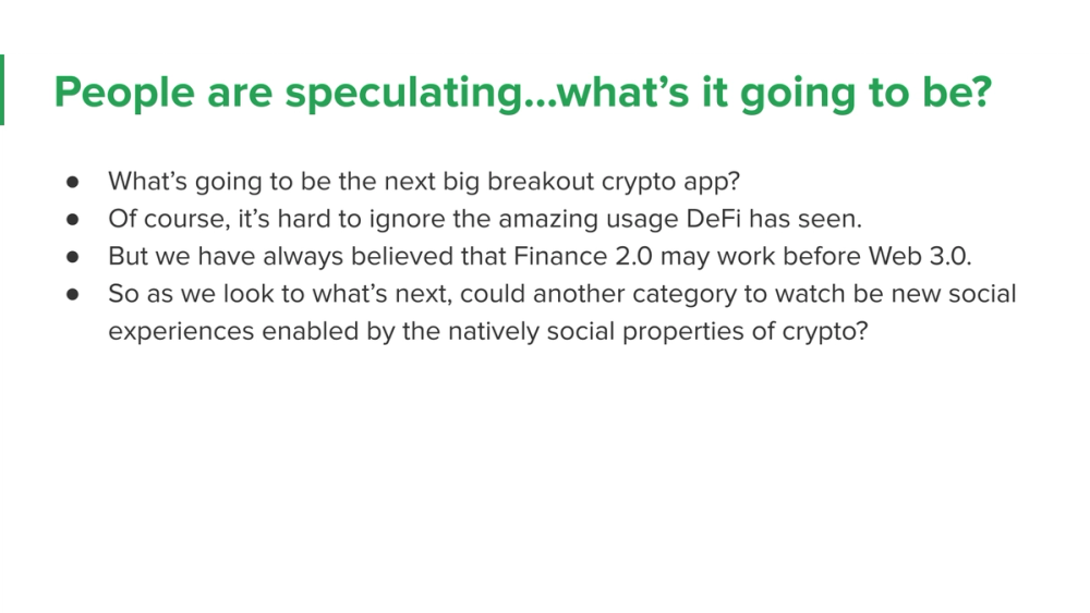 Crypto, Social? · recovered 19-slide presentation, slide 3 of 19: People are speculating: what is it going to be?