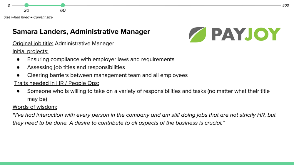 How to Hire for HR · recovered 19-slide presentation, slide 7 of 19: Samara Landers