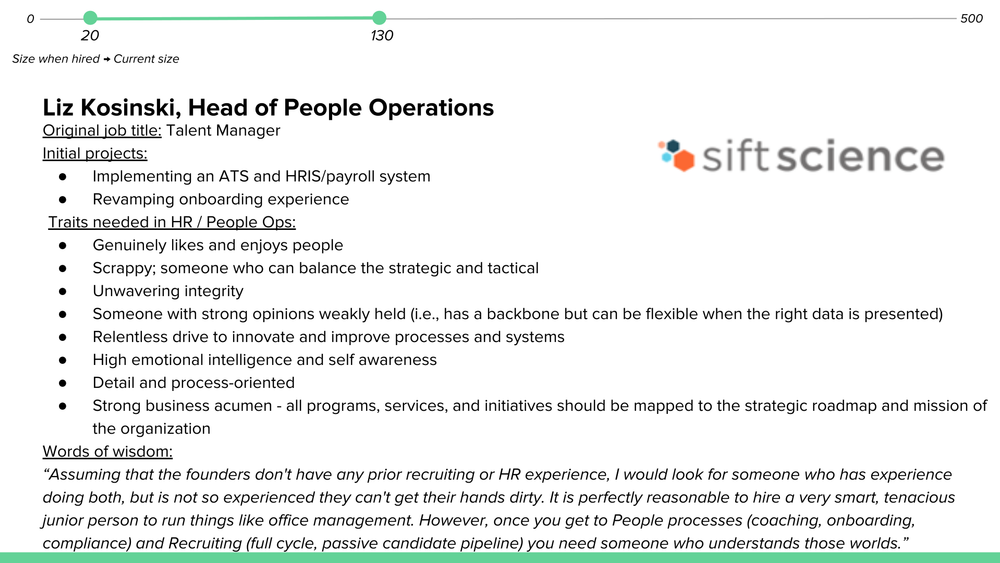 How to Hire for HR · recovered 19-slide presentation, slide 9 of 19: Liz Kosinski