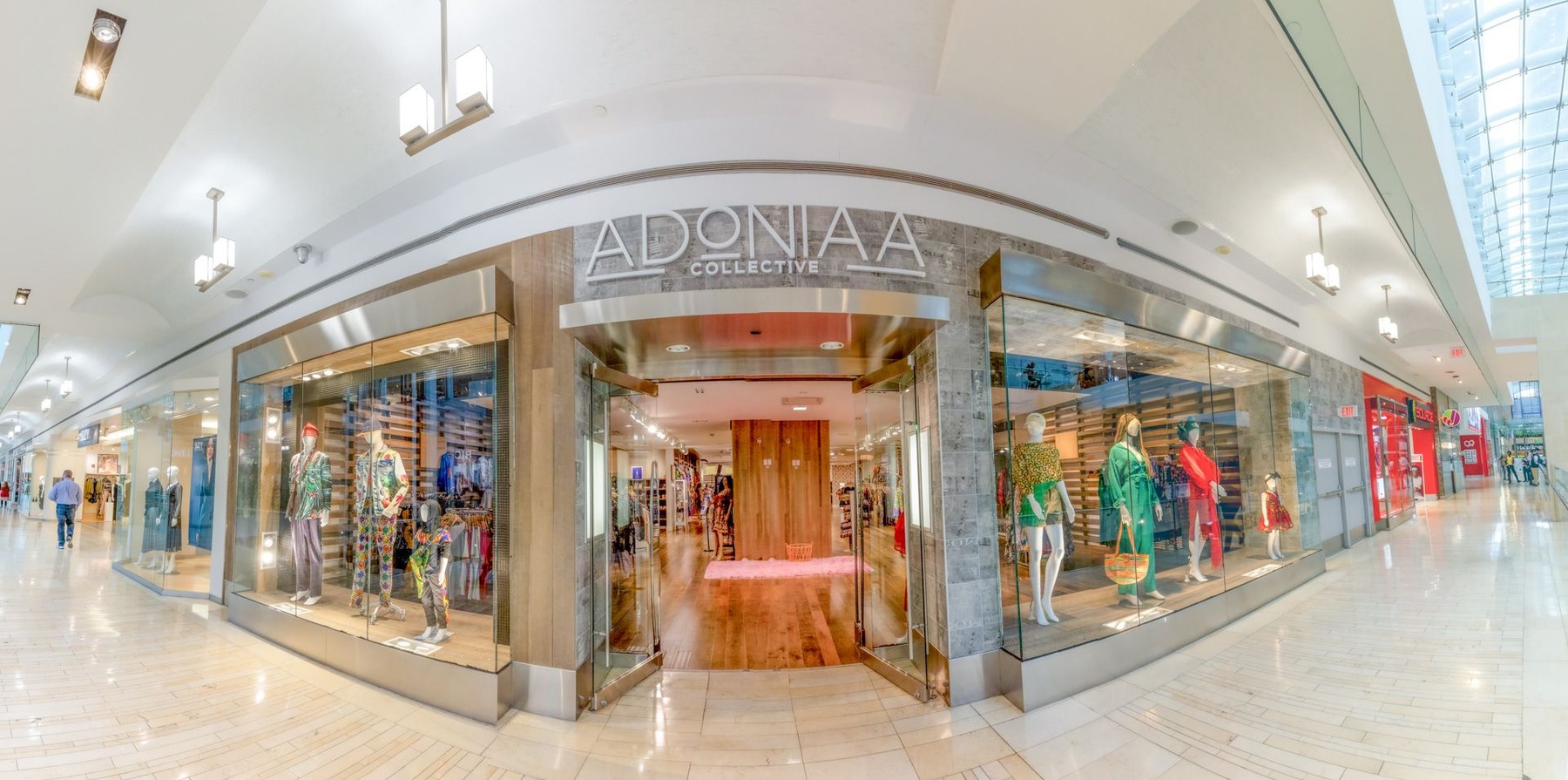A retail clothing storefront in a mall.