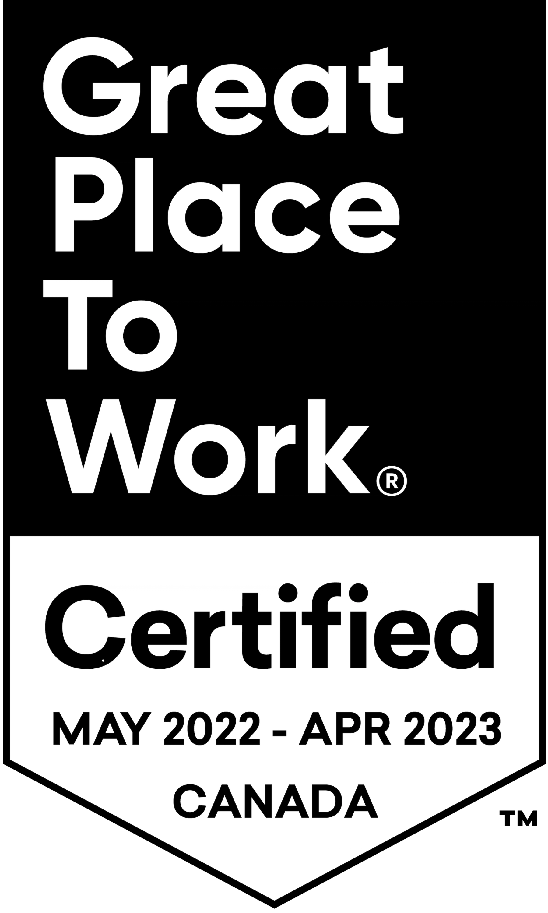 Great Place to Work Certification Badge, for May 2022 - April 2023 in Canada