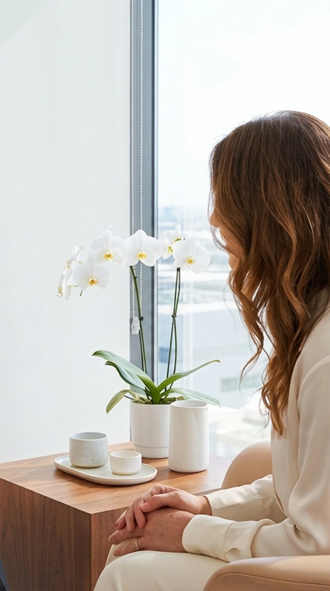 Two women in consultation in a modern, light-filled room